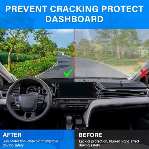 غطاء داش لسيارة تويوتا كامري 2025 غطاء لوحة القيادة حصيرة ظلة من الشمس لا وهج الأشعة فوق البنفسجية حامي نونسليب ملحقات الوسادة الداخلية (حافة سوداء) in Kuwait