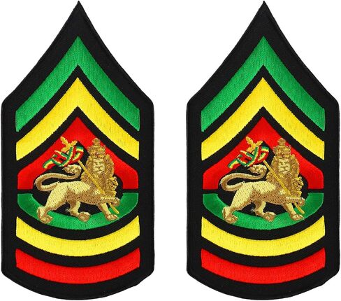 Sergeant Military RGY Rasta Embroidered Iron on Patch 2 Pack - Lion 2PK in Saudi Arabia