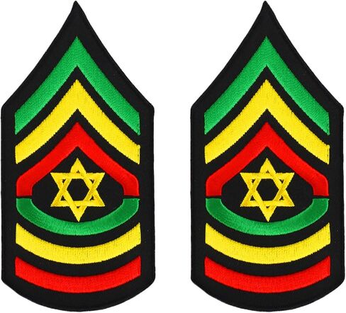 Sergeant Military RGY Rasta Embroidered Iron on Patch 2 Pack - Lion 2PK in Saudi Arabia