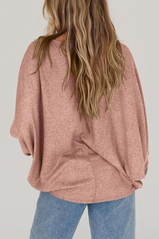 CFLONGE Women's Fall Sweaters 2024 Casual Oversize Pullover Batwing Long Sleeve Drop Shoulder Sweater Loose Knit Jumper Tops in Kuwait