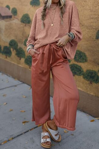 CFLONGE Women's Fall Sweaters 2024 Casual Oversize Pullover Batwing Long Sleeve Drop Shoulder Sweater Loose Knit Jumper Tops in Kuwait