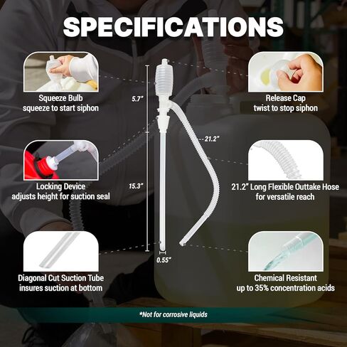 TERA PUMP Automatic Nozzle Fuel Transfer Pump, Hand Control Nozzle, Extendable Intake, 49.2 inch Outtake Hose, 2.5 GPM in Kuwait
