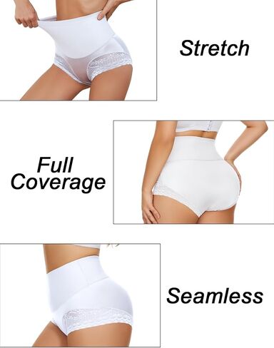 4 Packs Women's Tummy Control Underwear High Waisted Shapewear Panties Stretch Full Coverage Briefs in Saudi Arabia