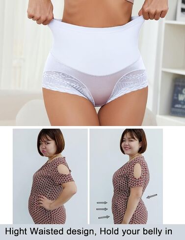 4 Packs Women's Tummy Control Underwear High Waisted Shapewear Panties Stretch Full Coverage Briefs in Saudi Arabia