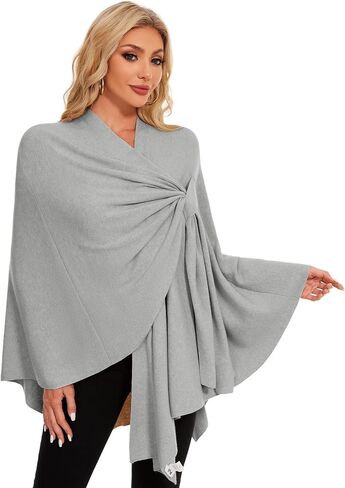 PULI Womens Elegant Cross Front Shawl Wraps Knitted Ponchos Cape Light Weight Poncho Sweater Soft Warm Travel Wraps in Kuwait