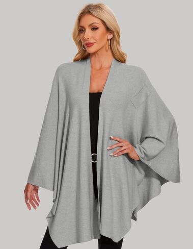 PULI Womens Elegant Cross Front Shawl Wraps Knitted Ponchos Cape Light Weight Poncho Sweater Soft Warm Travel Wraps in Kuwait