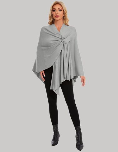 PULI Womens Elegant Cross Front Shawl Wraps Knitted Ponchos Cape Light Weight Poncho Sweater Soft Warm Travel Wraps in Kuwait