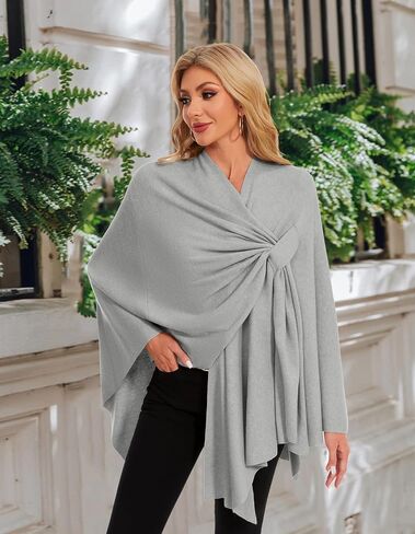 PULI Womens Elegant Cross Front Shawl Wraps Knitted Ponchos Cape Light Weight Poncho Sweater Soft Warm Travel Wraps in Kuwait