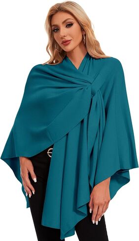 PULI Womens Elegant Cross Front Shawl Wraps Knitted Ponchos Cape Light Weight Poncho Sweater Soft Warm Travel Wraps in Kuwait