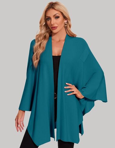 PULI Womens Elegant Cross Front Shawl Wraps Knitted Ponchos Cape Light Weight Poncho Sweater Soft Warm Travel Wraps in Kuwait