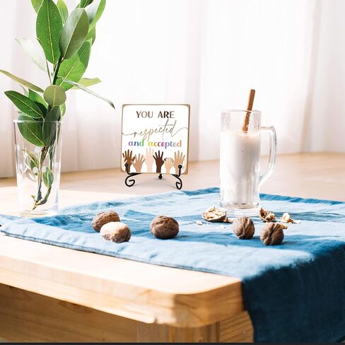 Inspirational Diversity Desk Decor Gifts, Equality Affirmation Wood Plaque with Stand for School Classroom Counselor Therapy Office Supplies -A29 in Saudi Arabia