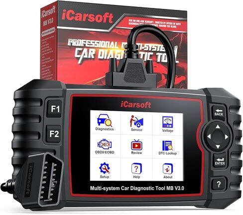 Bidirectional Diagnostic Tool for Mercedes-Benz/Sprinter/Smart, iCarsoft MB V3.0(Enhance Version) 28+ Reset Service OBD2 Full System Scanner, Battery Test/Actuation Test, Auto VIN, Quick Scan in Saudi Arabia