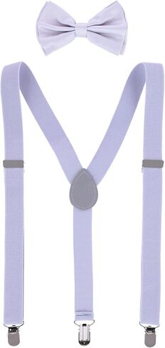 CTM® Men's Solid Fashion Color Bow Tie and Suspender Set in Saudi Arabia