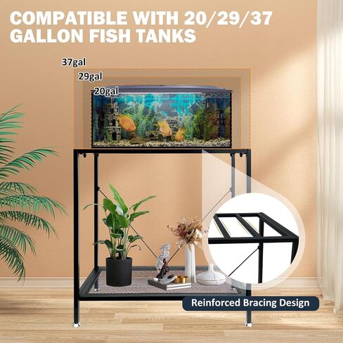 tongmo 40 Gallon Fish Tank Stand, 2 Stands Metal Aquarium Stand, Aquarium Turtle Tank (40 Gallon-Black) in Kuwait