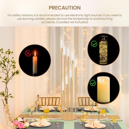 4 مجموعات 8 قطع مركزية من الشمعدانات الأكريليكية، حاملات شموع معدنية بطول 54 بوصة لقطعة مركزية لطاولة الزفاف، حامل شموع أرضية مع ظل أكريليك شفاف، عاكس الضوء أكريليك للشمعة الإلكترونية in Kuwait