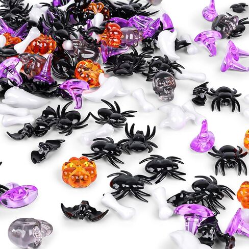 DomeStar 180-200 قطعة من حشو مزهرية الهالوين، ديكورات الهالوين الصغيرة من الأكريليك على شكل يقطين شبح عنكبوت قبعة جمجمة للحفلات المركزية in Kuwait