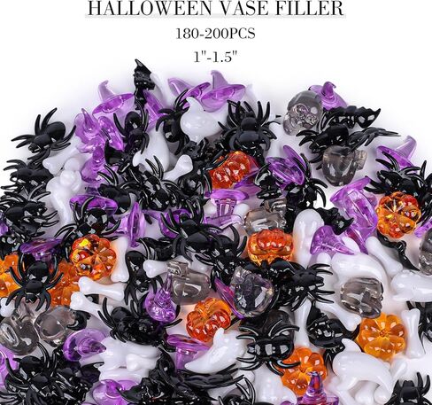 DomeStar 180-200 قطعة من حشو مزهرية الهالوين، ديكورات الهالوين الصغيرة من الأكريليك على شكل يقطين شبح عنكبوت قبعة جمجمة للحفلات المركزية in Kuwait