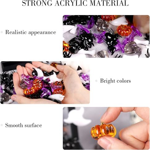 DomeStar 180-200 قطعة من حشو مزهرية الهالوين، ديكورات الهالوين الصغيرة من الأكريليك على شكل يقطين شبح عنكبوت قبعة جمجمة للحفلات المركزية in Kuwait