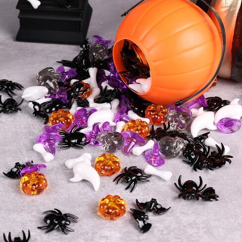 DomeStar 180-200 قطعة من حشو مزهرية الهالوين، ديكورات الهالوين الصغيرة من الأكريليك على شكل يقطين شبح عنكبوت قبعة جمجمة للحفلات المركزية in Kuwait