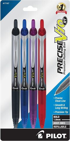 Pilot Precise V10 Retractable Rolling Ball Pens, Bold Point, 1.0 mm, Assorted, Pack of 4 Pens in Saudi Arabia