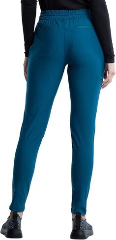 Cherokee Scrub Set for Women, 6 Pockets with Tuckable V-Neck Top CK819 & Mid Rise Tapered Leg Drawstring Scrub Pant - CK095, Caribbean Blue- L Top/L Petite Pant in Saudi Arabia