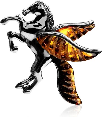 Amber Sterling Silver Pegasus Horse Pendant in Saudi Arabia