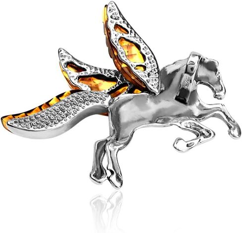 Amber Sterling Silver Pegasus Horse Pendant in Saudi Arabia
