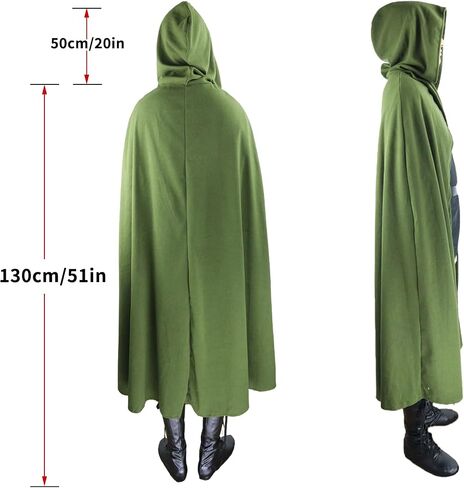 Medieval Hooded Cloak Renaissance Cloak with Hood Men Halloween Hobbit Cloak with Faux Leather Arm Pouch Belt in Saudi Arabia