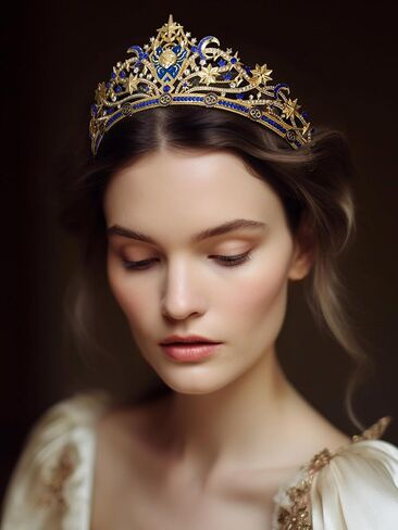 SWEETV Zodiac Crown, Tiaras and Crowns for Women, Crystal Queen Crown, Wedding Tiara for Bride, Rhinestone Princess Tiara Headpieces Gold Tiara for Birthday Quinceanera Pageant Prom in Kuwait