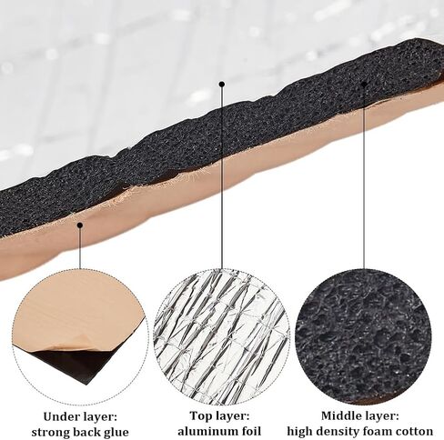 BENECREAT 78x13inch Car Sound Deadening Material Mat, Car Soundproofing Material with Aluminium Foil, Black Foam Shock Absorbing Mats for Doors, Bonnet, Boot, Floor, Firewalls in Saudi Arabia