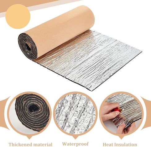 BENECREAT 78x13inch Car Sound Deadening Material Mat, Car Soundproofing Material with Aluminium Foil, Black Foam Shock Absorbing Mats for Doors, Bonnet, Boot, Floor, Firewalls in Saudi Arabia