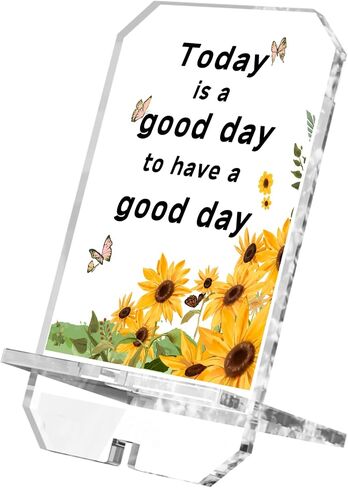 Inspirational Gifts for Coworker Friend Daily Reminder Positive Quote Phone Holder 6.8x3.7 Birthday Gifts Affirmation Gifts for Women Emotional Support Office Desk Decor(Sunflower Good Today) in Saudi Arabia