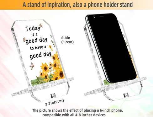 Inspirational Gifts for Coworker Friend Daily Reminder Positive Quote Phone Holder 6.8x3.7 Birthday Gifts Affirmation Gifts for Women Emotional Support Office Desk Decor(Sunflower Good Today) in Saudi Arabia