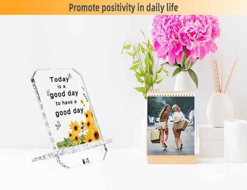 Inspirational Gifts for Coworker Friend Daily Reminder Positive Quote Phone Holder 6.8x3.7 Birthday Gifts Affirmation Gifts for Women Emotional Support Office Desk Decor(Sunflower Good Today) in Saudi Arabia