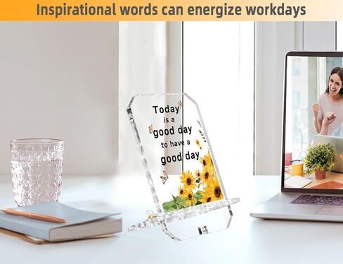 Inspirational Gifts for Coworker Friend Daily Reminder Positive Quote Phone Holder 6.8x3.7 Birthday Gifts Affirmation Gifts for Women Emotional Support Office Desk Decor(Sunflower Good Today) in Saudi Arabia