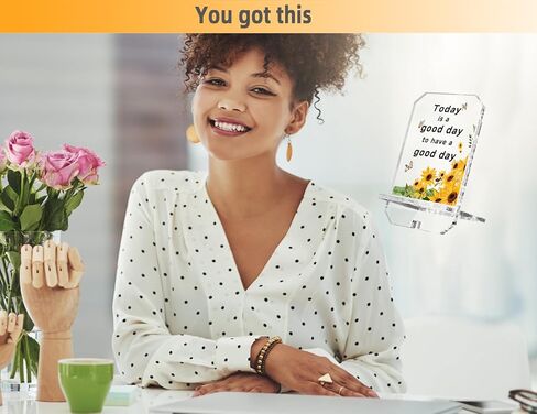 Inspirational Gifts for Coworker Friend Daily Reminder Positive Quote Phone Holder 6.8x3.7 Birthday Gifts Affirmation Gifts for Women Emotional Support Office Desk Decor(Sunflower Good Today) in Saudi Arabia