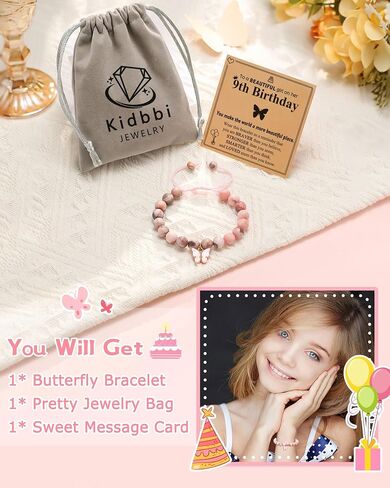 6-10 Year Old Birthday Natural Stone Butterfly Bracelet Gifts for Girls in Saudi Arabia