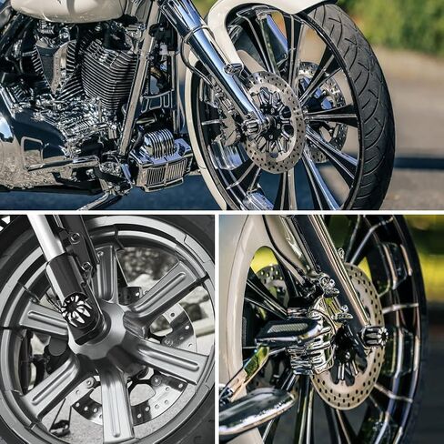 Lirun 2 قطعة غطاء المحور الأمامي بتحكم رقمي بالكمبيوتر غطاء الجوز لـ Harley Dyna Softail Electra Road Street Glide Touring Sportster 1200 Fat Boy Tri Glide in Kuwait