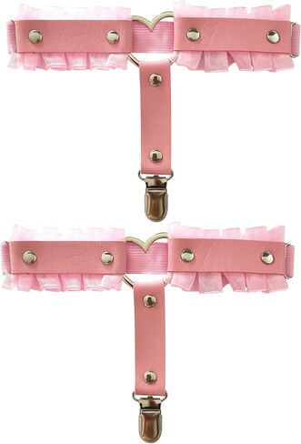 YunPeng Gothic Garter Adjustable Lace Heart Thigh Leg Harness Garter Belts Punk Elastic Leg Garters for Women in Saudi Arabia
