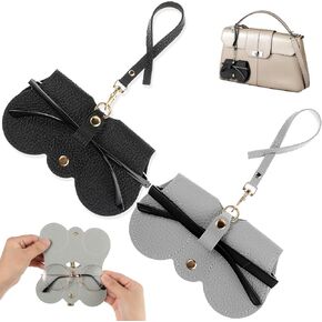 2 Pcs Soft Leather Sunglasses Bag Soft Felt Eyeglass Storage Cases Holder Portable Outdoor Travel Glasses Case Slim Sunglasses Organizer Cases with Wristlet Strap for Women Men