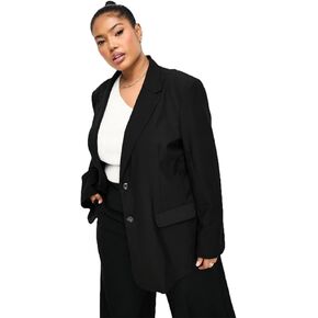 Women's Plus Size Blazer: Stylish Workwear Suit for Curvy Women - Black Dress Blazer