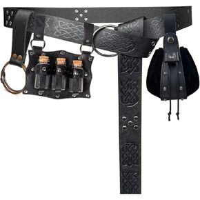 Renaissance Costume Accessories Belt Pouch Coin Purse Potion Bottle Leather Holder Retro Medieval Festival Belt Waist Set