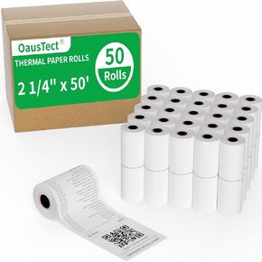 Thermal Paper Rolls 2.25 x 50 ft, 50 Rolls Credit Card Receipt Paper 2 1/4 x 50, Premium Thermal Receipt Paper Fits All 58mm Mini POS Thermal Printer (2 1/4" x 50' Thermal Paper 50 Rolls)
