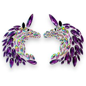Unicorn Pasties, Jeweled Nipple Covers for Raves, Festivals, & Lingerie, Crystal Rhinestone Breast Sticker, Waterproof