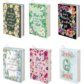 ZDCUSTOM Floral Text Stretchable Book Cover Fits Most Hardcover Textbooks up to 9 x 11",6 Pack Nylon Fabric School Book Protector Easy to Put On Jacket