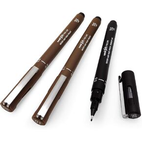 Uni Pin Fineliner Drawing Pen - Sketching Set - Sepia/Black Ink - 0.1/0.5mm - Set of 3