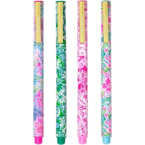 Lilly Pulitzer Felt Tip Pen Set of 4, Colored Pens Fine Point, Colorful Pens for Note Taking and Journaling, Assorted