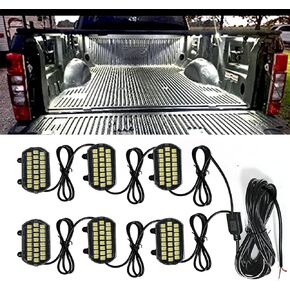 LED White Truck Bed Light Kits,24-SMD LEDs Super Bright White Waterproof Illuminating Lathe Track Cargo Compartment Pickup Bed Door Pedal Foot Well Night Working