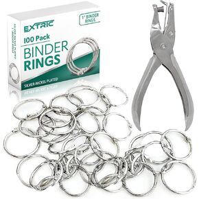 حلقات الموثق، 1 بوصة - 100 حزمة حلقات معدنية، حلقات كتب فولاذية شديدة التحمل مع ثقب واحد - تستخدم لحلقات الورق، حلقات المفاتيح، حلقة الموثق، حلقات معدنية لبطاقات الفهرس، رائعة للمنزل والمدرسة والمكتب in Kuwait