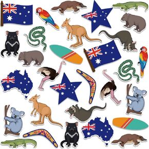 30 Pcs Australian Cutouts Australia Day Cut Outs Australia Party Decorations Australian Theme Wall Decors Australian Party Supplies for Australian Theme Party Festive Occasions